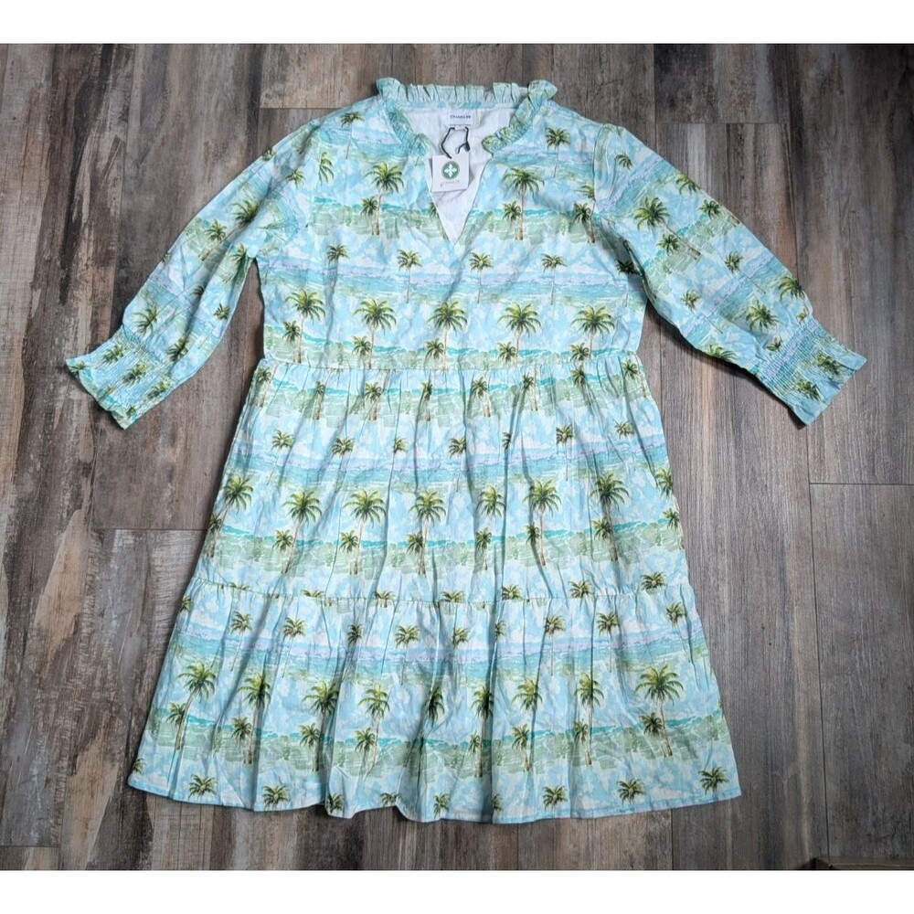 NWT Charlee Charleston Shoe Co Alexis Tiered Dress Palm Paradisio Large NEW $178